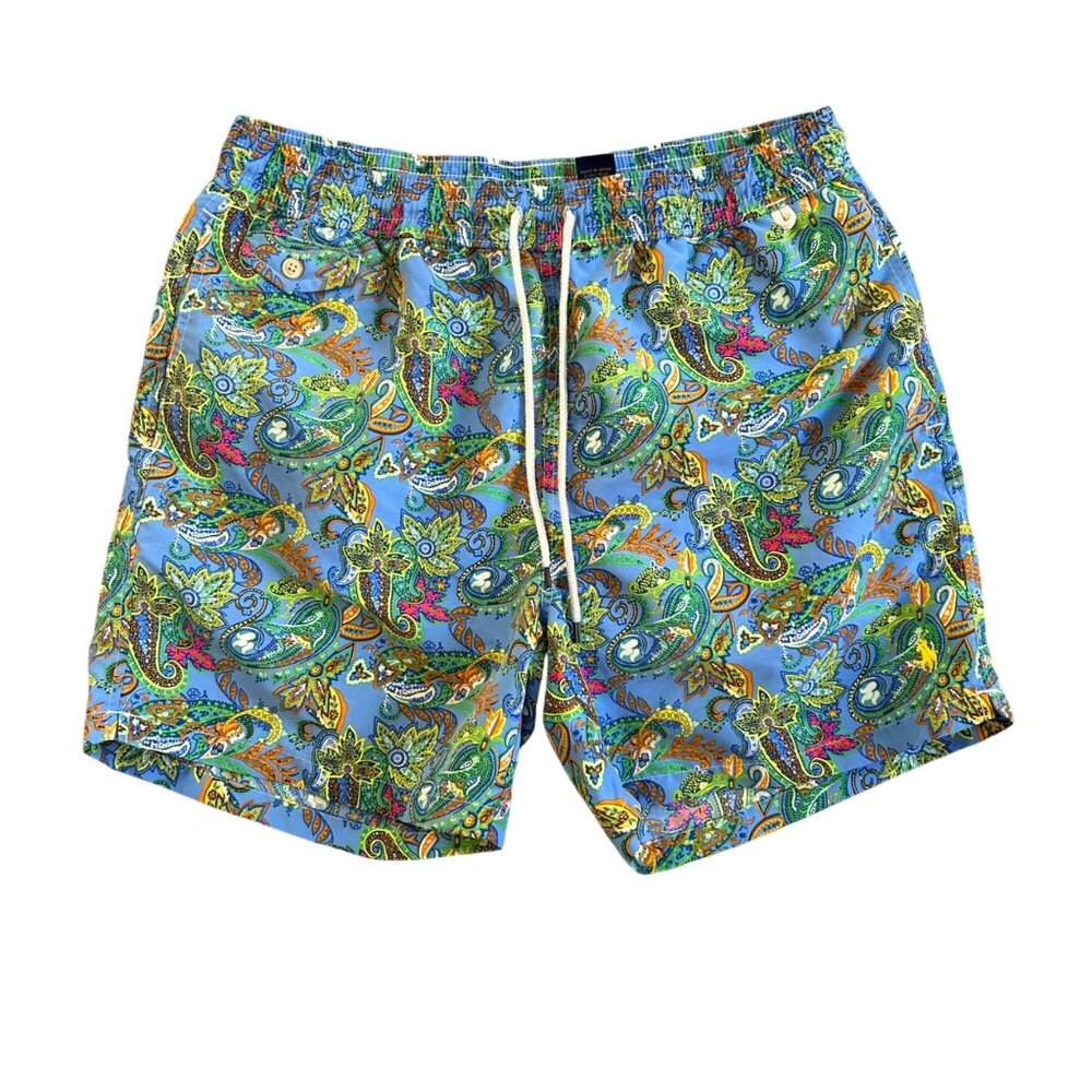 Polo Ralph Lauren Men's Size XL Paisley Swim Trunks Blue Multicolor Mesh Lining